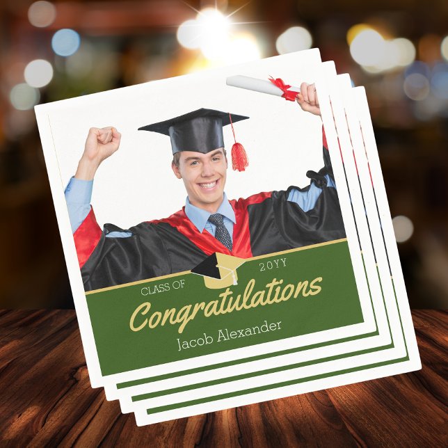 Guardanapo De Papel Classe de graduação de Foto Verde Moderna de 20xx (Criador carregado)