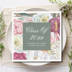 Guardanapo De Papel Classe de Graduação Floral de Watercolor 2022