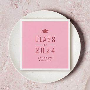 Guardanapo De Papel Classe de Tipografia Moderna Rosa de Graduação de