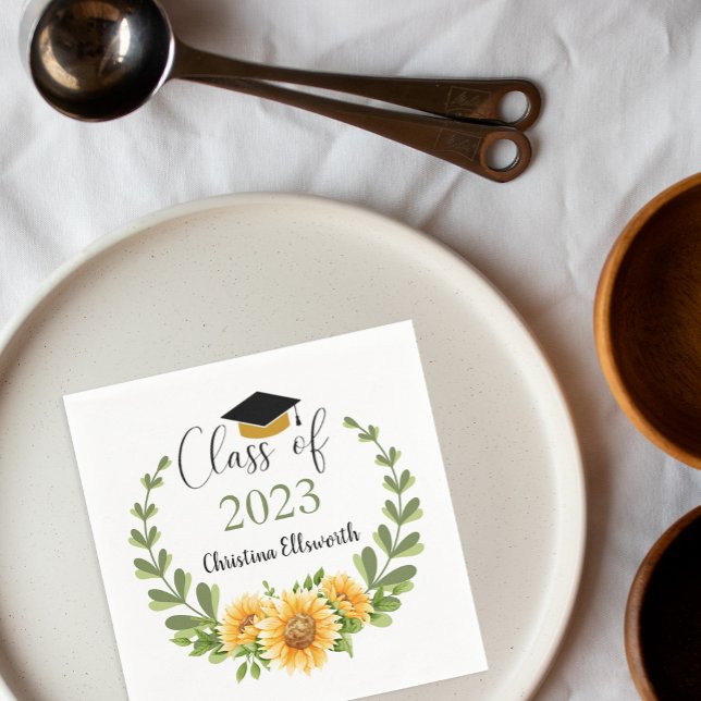 Guardanapo De Papel Classe do Partido de Formando Sunflower Wreath 202 (Criador carregado)