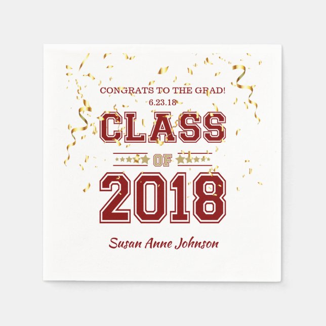 Guardanapo De Papel Classe do Partido Formando Maroon 2018 e Dourado (Frente)