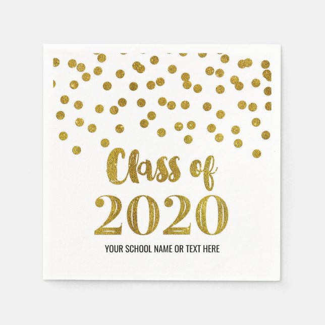 Guardanapo De Papel Classe Dourada de Confetti de Graduação 2020 (Frente)