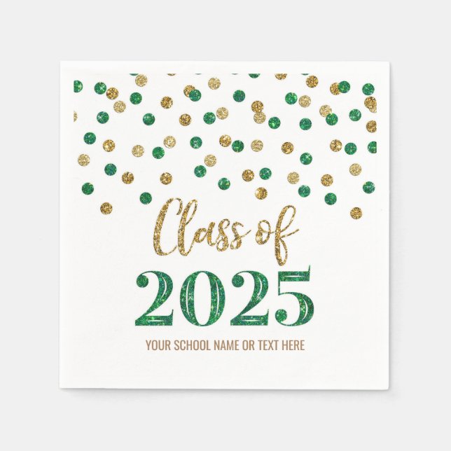 Guardanapo De Papel Classe Dourada de Confetti Verde de 2025 Napkins (Frente)