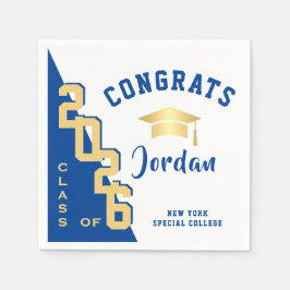 Guardanapo De Papel Classe Moderna de Festa de formatura Azul do Ouro 