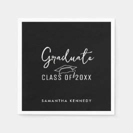 Guardanapo De Papel Classe Negra e Branca Moderna do Boné de formatura