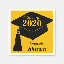 Guardanapo De Papel Classe Personalizada de 2024 Preto Dourado