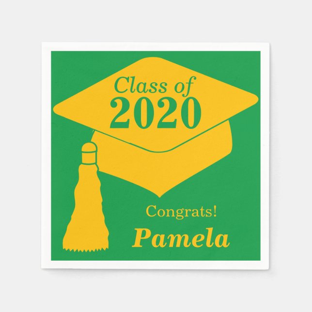 Guardanapo De Papel Classe Personalizada de 2024 Verde Dourado (Frente)