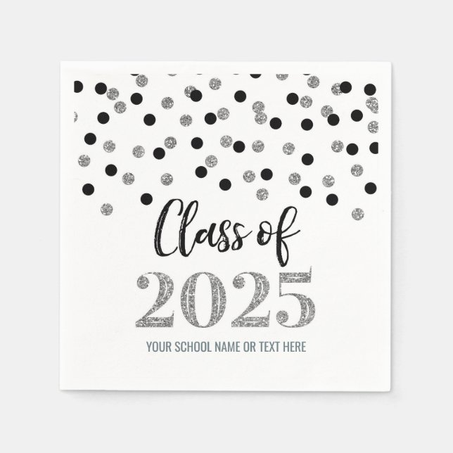 Guardanapo De Papel Classe Silver Black Confetti de 2025 Napkins (Frente)