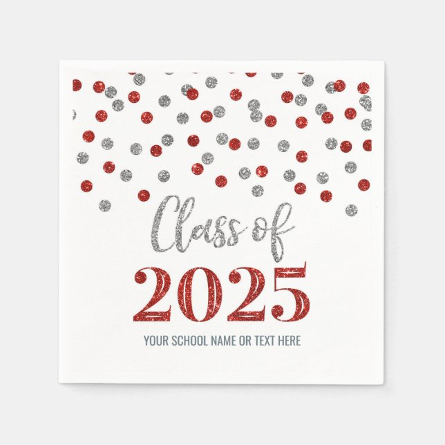 Guardanapo De Papel Classe Silver Red Confetti de 2025 Napkins (Frente)