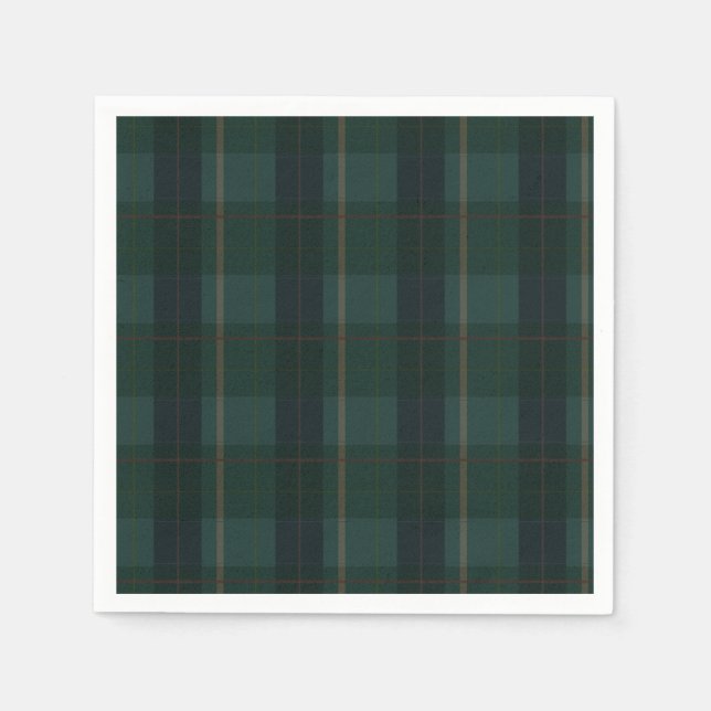 Guardanapo De Papel Classic Green Plaid Bear Baby Shower  (Frente)