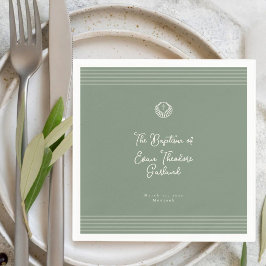 Guardanapo De Papel Classic modern deep sage green baptism