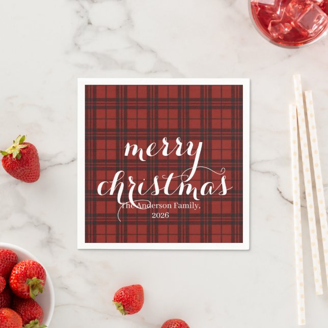 Guardanapo De Papel Classic Plaid Merry Christmas Festive -  (Insitu)