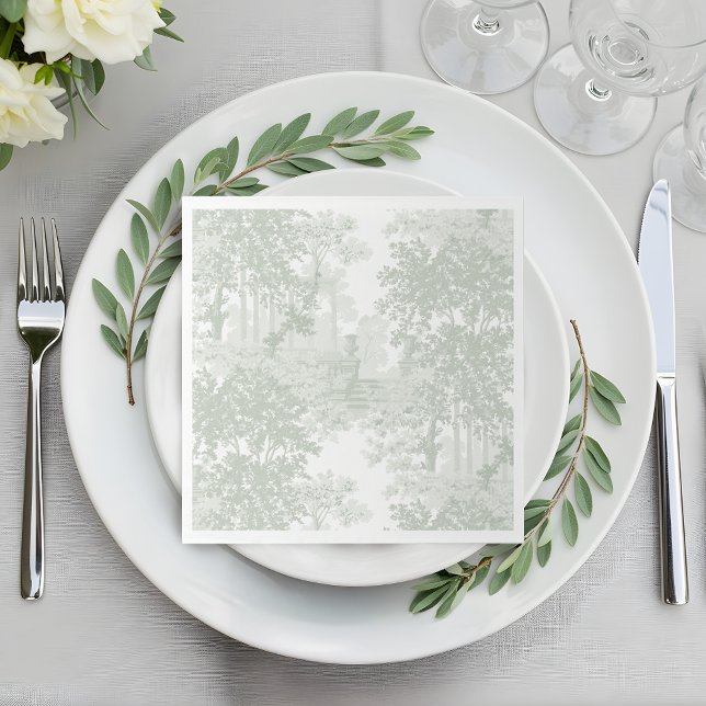 Guardanapo De Papel Classic Sage Green Landscape Toile Wedding (Criador carregado)