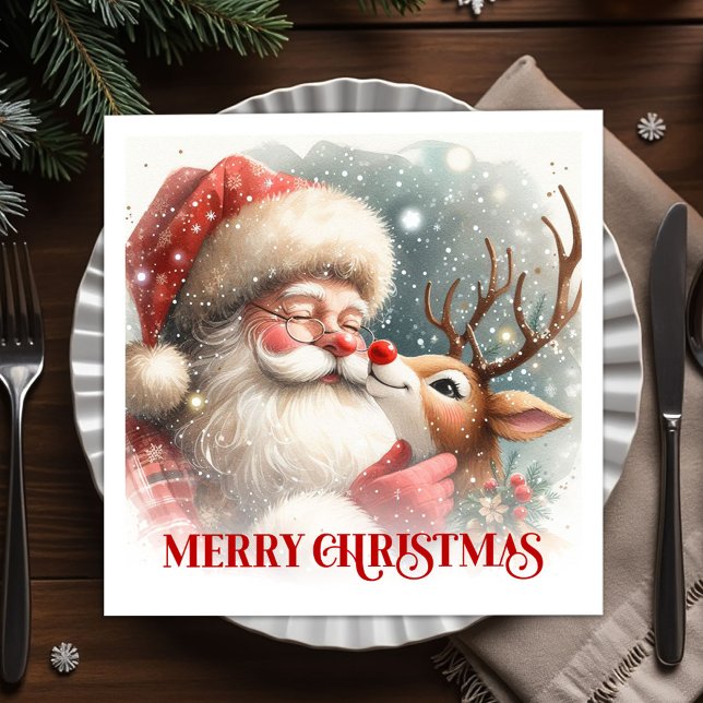 Guardanapo De Papel Classic Santa Claus Rudolph Holiday Dinner Party  (Classic Santa Claus Rudolph Holiday Dinner Party Napkins

)