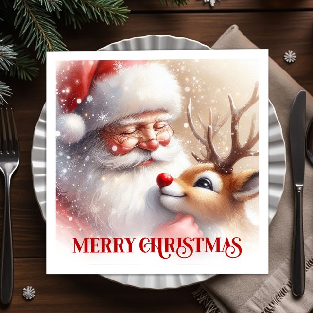 Guardanapo De Papel Classic Santa Claus Rudolph Holiday Party Dinner  (Classic Santa Claus Rudolph Holiday Party Dinner Napkins

)