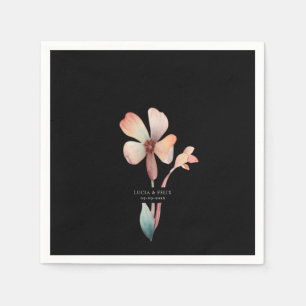 Guardanapo De Papel Clássica Azul Deixou Preto Floral Napkin