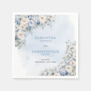 Guardanapo De Papel Clássica azul hidrangea flores brancas