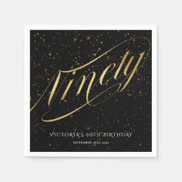 Guardanapo De Papel Clássica de Caligrafia Negra Dourada de Confetti