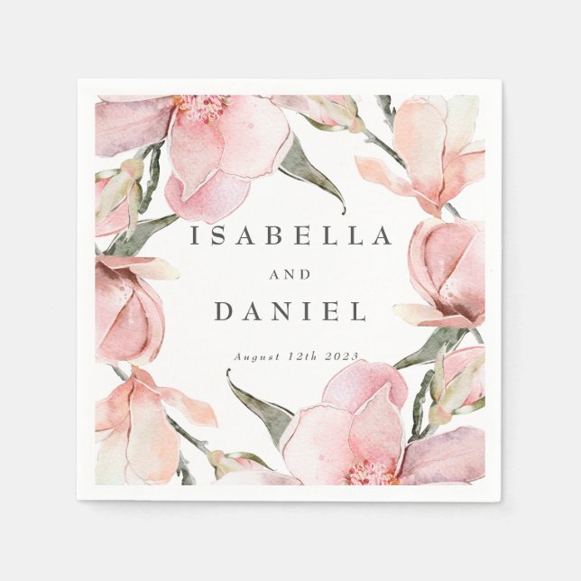 Guardanapo De Papel Clássica Magnolia Personalizada Casamento Napkins (Frente)