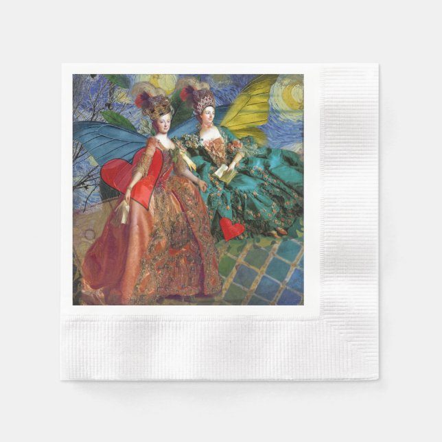 Guardanapo De Papel Clássica Mulher Borboleta Caprichosa Gêmeos Gótica (Frente)
