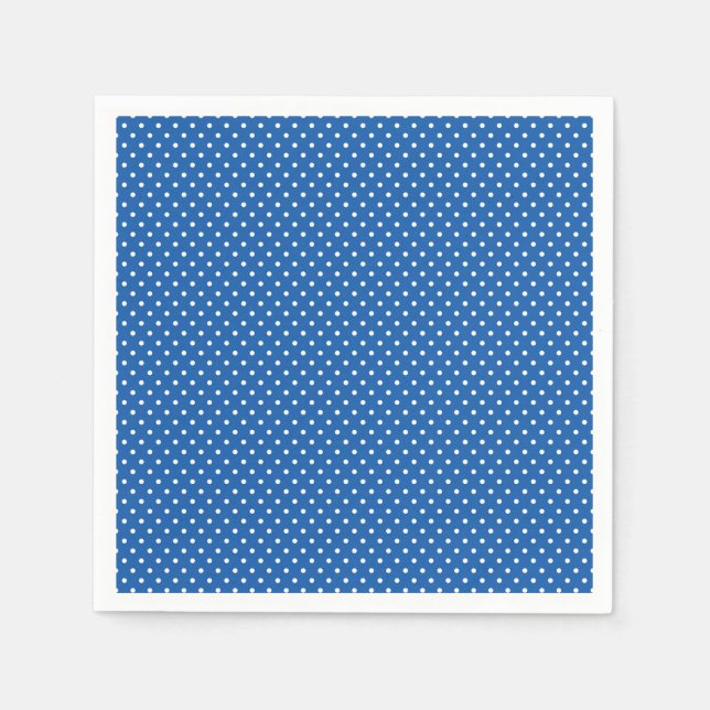 Guardanapo De Papel Clássico Azul Brilho e Bolinhas Branca Napkins (Frente)