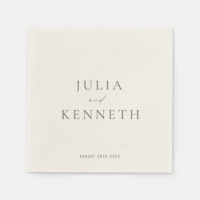 Guardanapo De Papel Clássico bege simples Casamento neutro (Frente)
