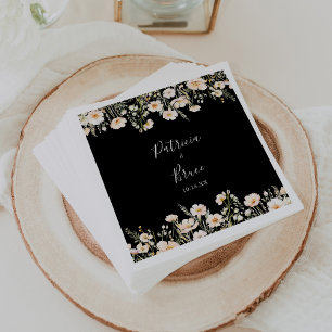 Guardanapo De Papel Clássico Boho Blush Wildflower Black Casamento Nap