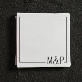 Guardanapo De Papel Clássico de Casamento Mínimo Negro e Branco