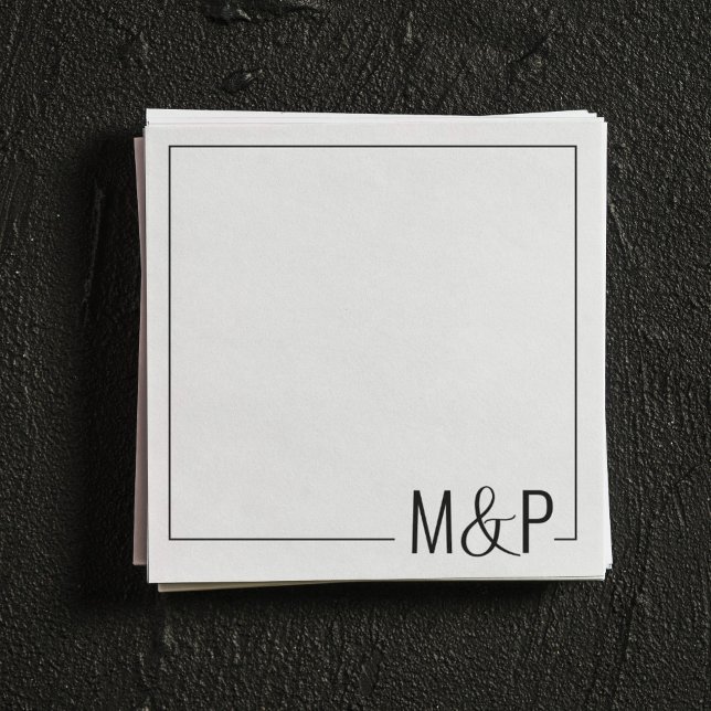 Guardanapo De Papel Clássico de Casamento Mínimo Negro e Branco (Criador carregado)