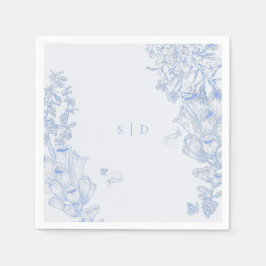 Guardanapo De Papel Clássico Enclosure de Casamento Floral Azul Branco