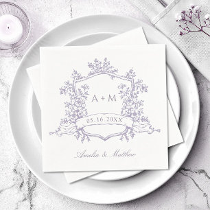 Guardanapo De Papel Clássico Floral de Lavanda com Crista Monogramas C