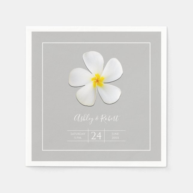 Guardanapo De Papel Clássico Formal Moderno, Branco sobre Casamento de (Frente)