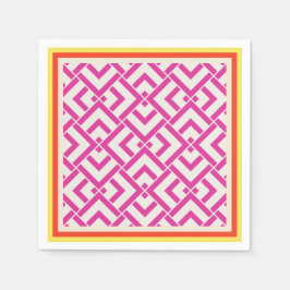 Guardanapo De Papel Clássico geométrico ao ar livre, cor-de-rosa-verão