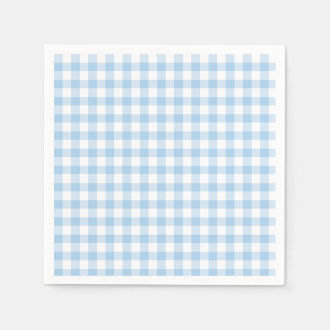Guardanapo De Papel Clássico Gingham Baby Blue (Frente)