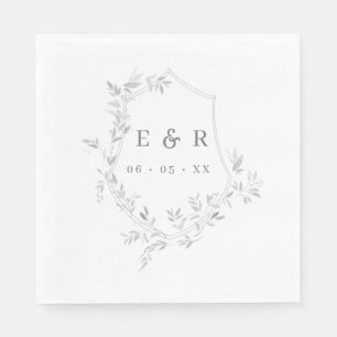 Guardanapo De Papel Clássico Leafy Crest Casamento Monograma