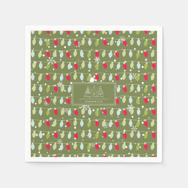 Guardanapo De Papel Clássico Natal Natal Padrão — Luzes de Natal 2 (Frente)