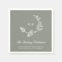 Clássico Sage Green Floral Wreath Monograma Casame