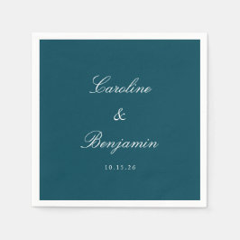 Guardanapo De Papel Clássico Script Teal Elegante Casamento Personaliz