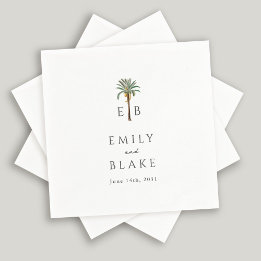 Guardanapo De Papel Clássico Tropical Royal Palm Monograma Casamento