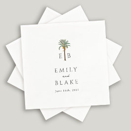 Guardanapo De Papel Clássico Tropical Royal Palm Monograma Casamento