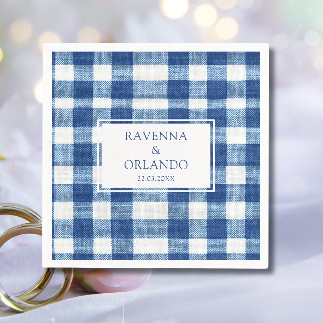 Guardanapo De Papel Clássico Xadrez Azul Bebê Azul Marinho Casamento (Criador carregado)