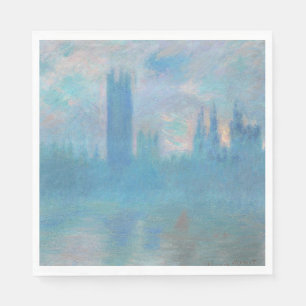 Guardanapo De Papel Claude Monet. Casas do Parlamento em Londres.Azul