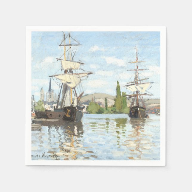 Guardanapo De Papel Claude Monet. Navios a voar no Sena em Rouen (Frente)
