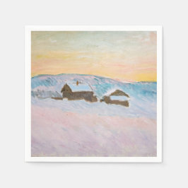 Guardanapo De Papel Claude Monet - Paisagem Noruega, Casas Azuis