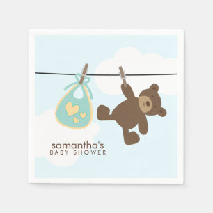 Guardanapo De Papel Clothesline do bebê e urso de ursinho verdes