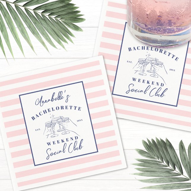 Guardanapo De Papel Clube Social Elegante Despedida de Solteira (Social Club Preppy Bachelorette Party Napkins)
