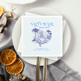 Guardanapo De Papel Coastal Blue Birthday Party Mermaid Cowgirl 