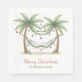 Guardanapo De Papel Coastal Christmas Palm Trees With Hammock