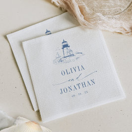 Guardanapo De Papel Coastal Lighthouse Blue Toile Wedding