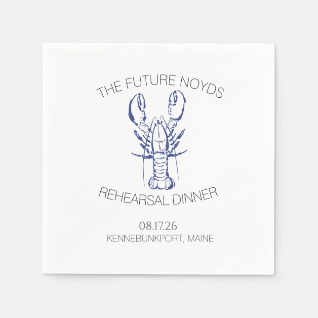 Guardanapo De Papel Coastal Lobster Wedding Rehearsal Dinner Sticker (Frente)